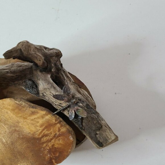 Hand Made Wood Slice Metal and Stone Candle Holder - Picture 6 of 11